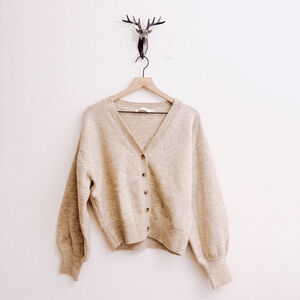 ASTR The Label Women's Taupe Cardigan Sweater Size Large